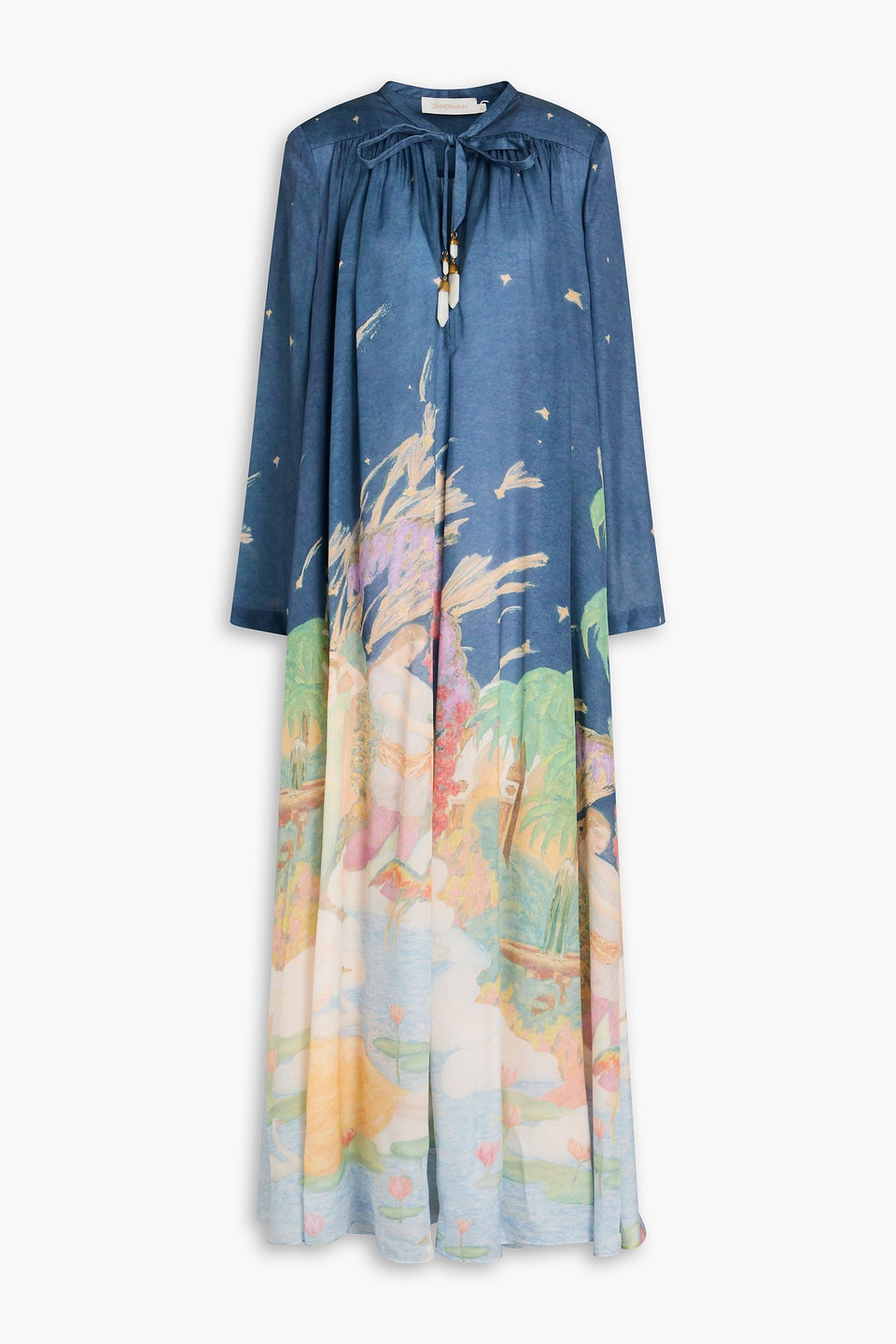 Zimmermann Maxikleid Aus Seide Mit Print In Storm Blue