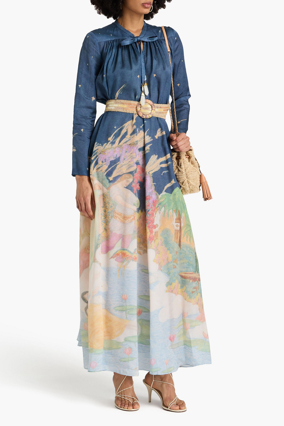 Zimmermann Maxikleid Aus Seide Mit Print In Storm Blue