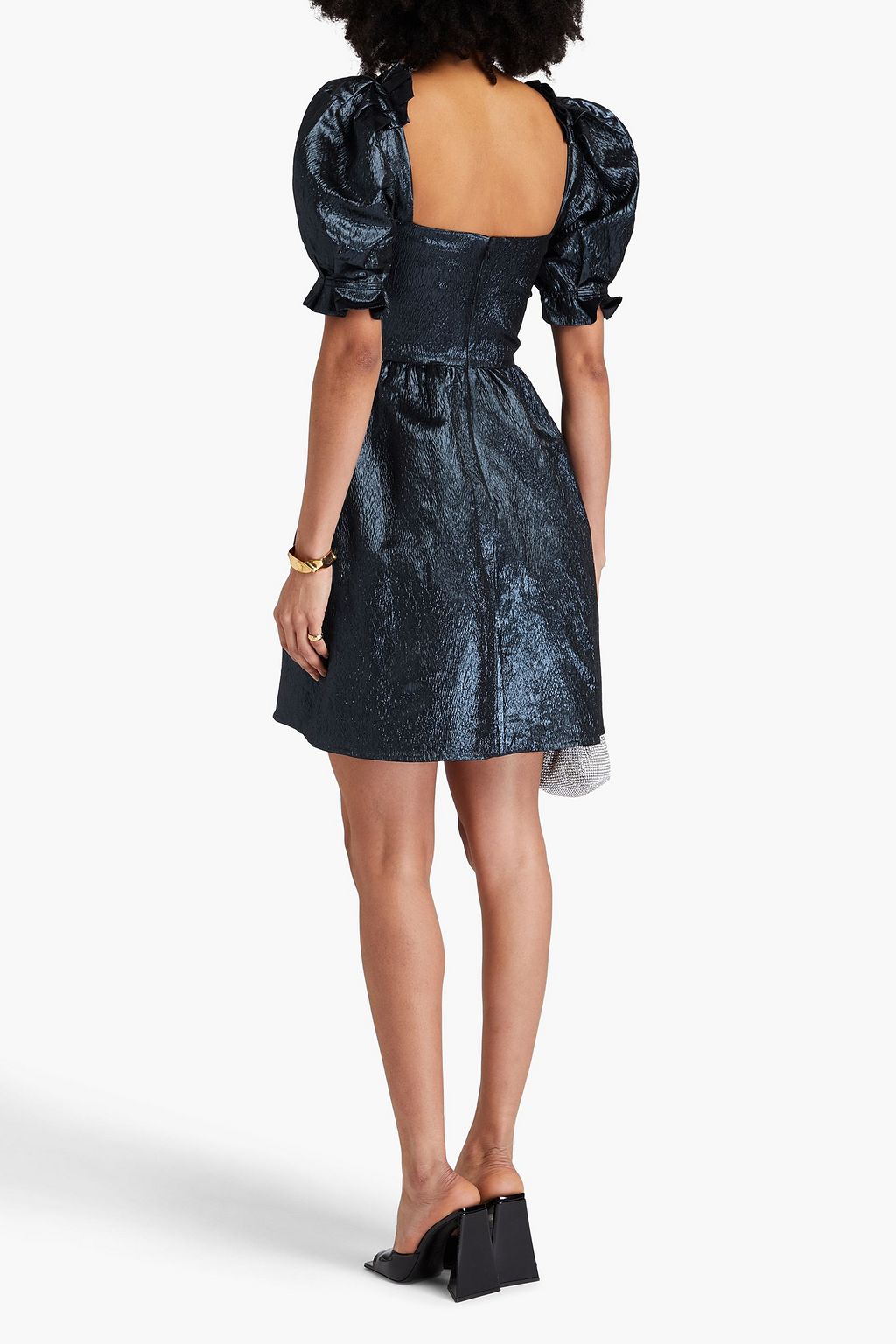 SALONI Rachel D metallic cloqué mini dress