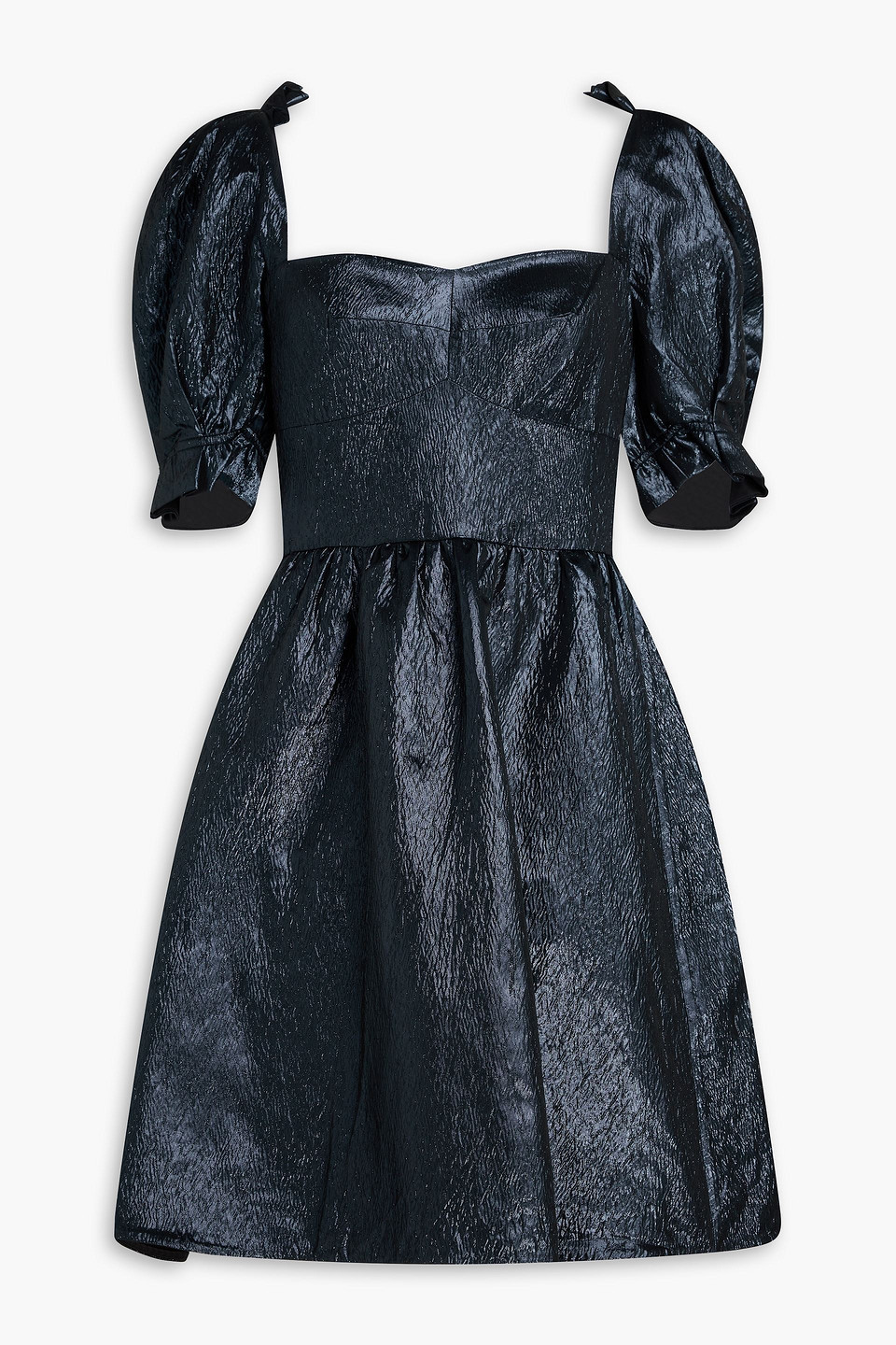 Saloni Rachel D Metallic Cloqué Mini Dress In Midnight Blue