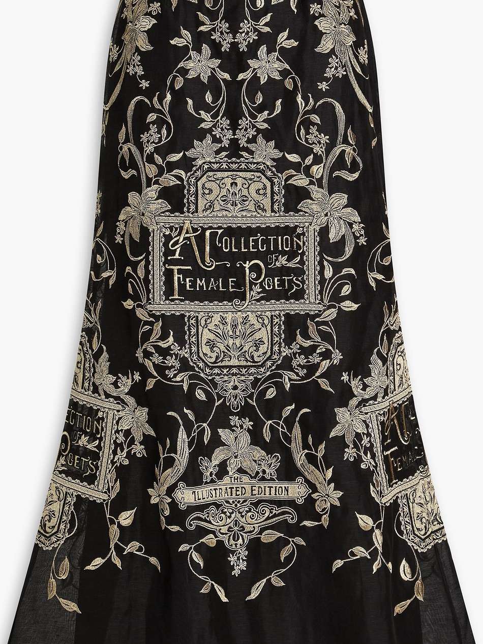 embroidered metallic linen and silk-blend gauze maxi skirt