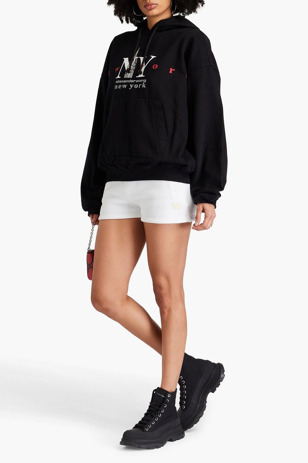 ALEXANDER WANG كنزة هودي من مزيج اللايوسيل والقطن مزينة بطبعات