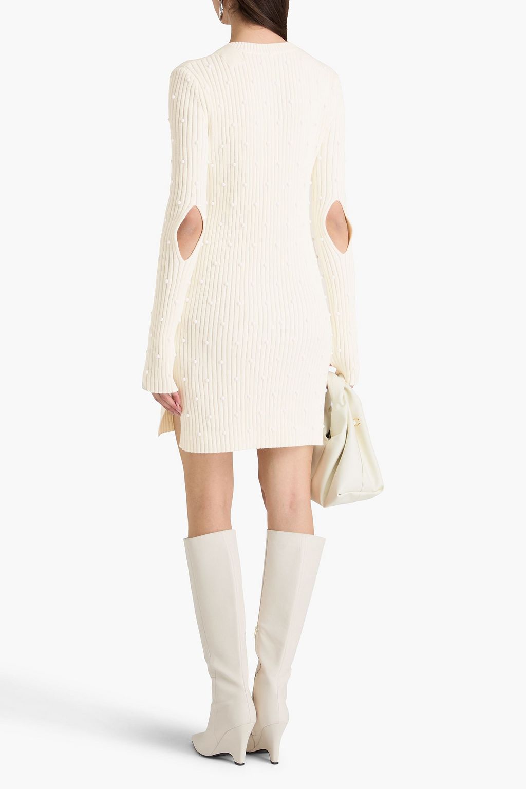 HELMUT LANG فستان قصير من مزيج من القطن بتصميم مضلّع ومزركش