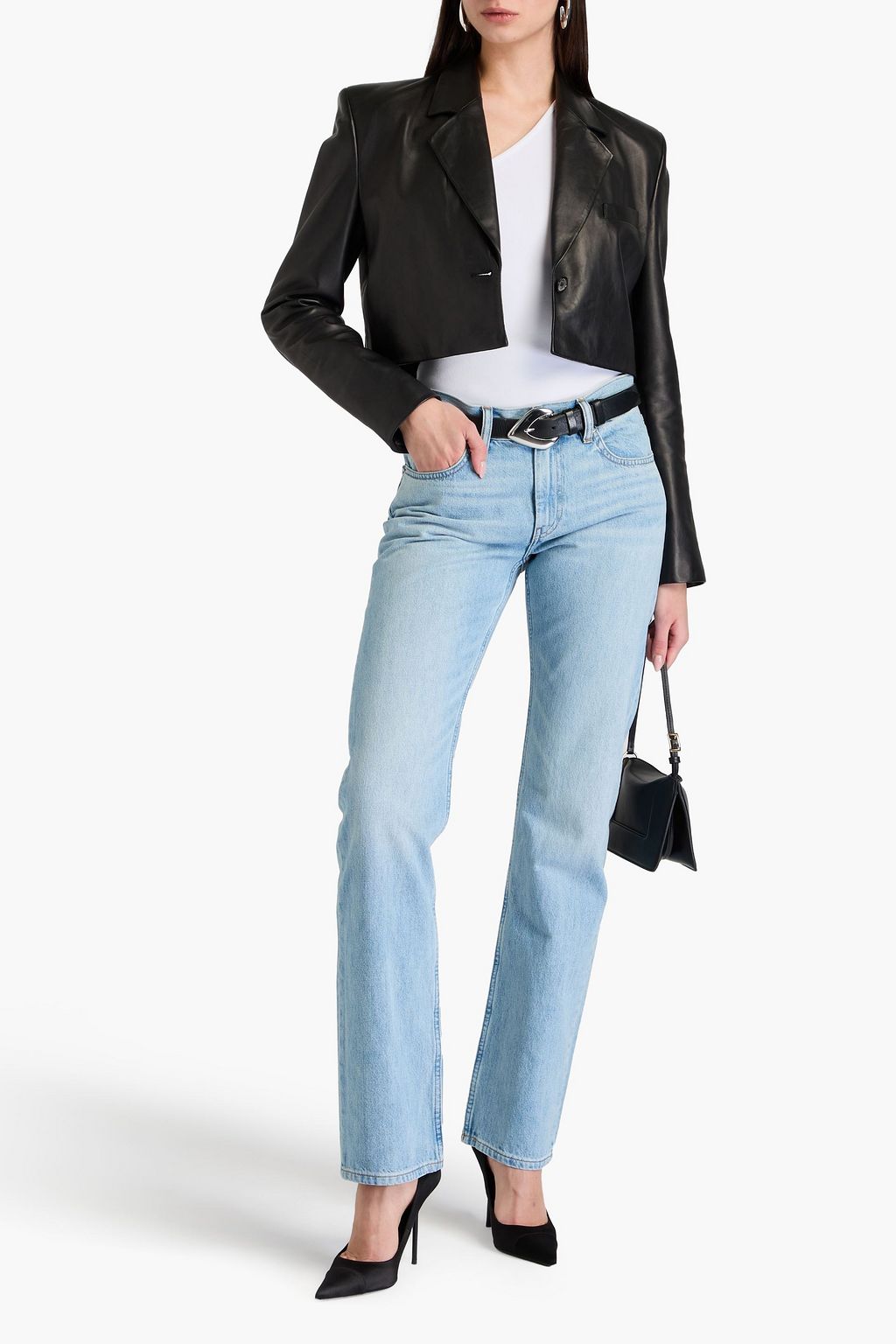 HELMUT LANG جينز بأرجل مستقيمة وخصر متوسط الارتفاع وباهت اللون