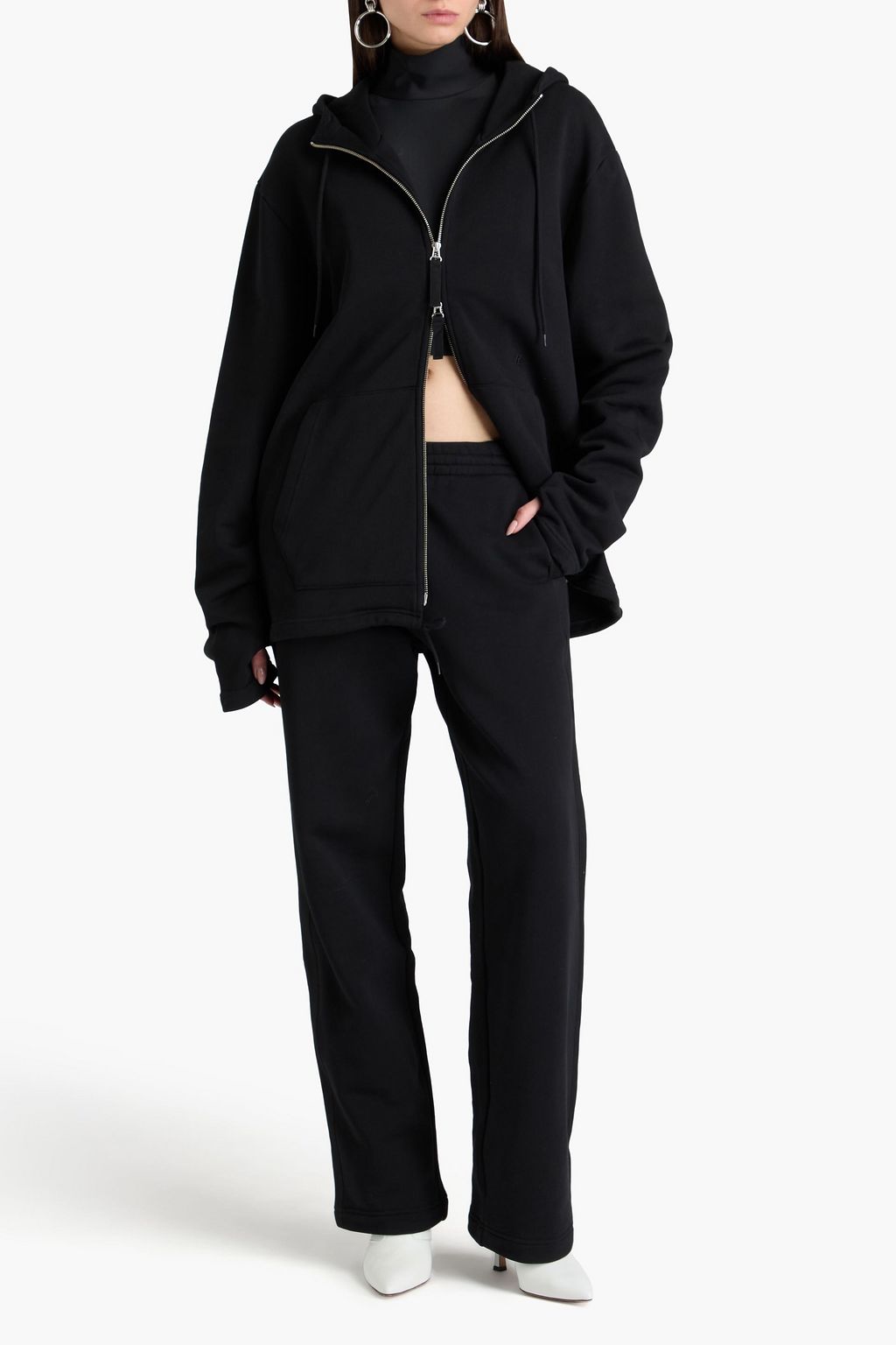 HELMUT LANG كنزة هودي من قطن تيري فرنسي مطاطي