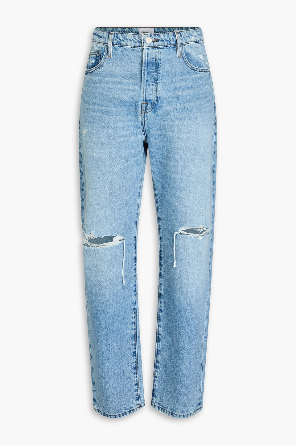 Frame Distressed Denim Jeans In Hellblauer Denim