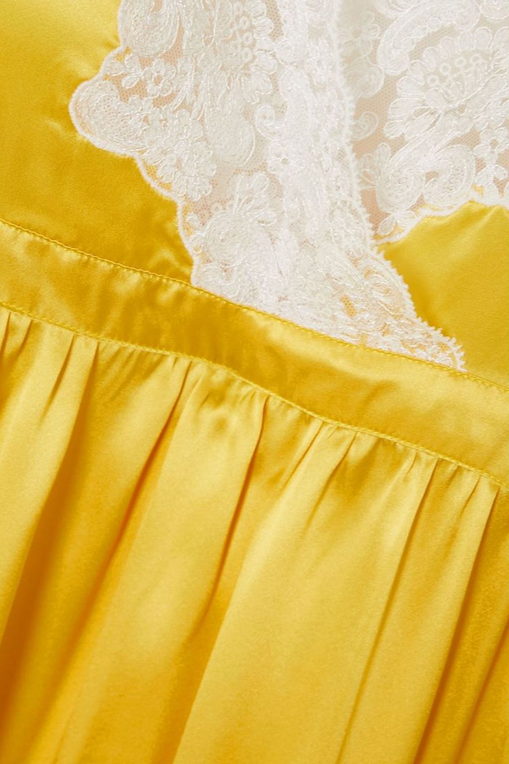 LORETTA CAPONI Edith lace-trimmed silk-satin nightdress