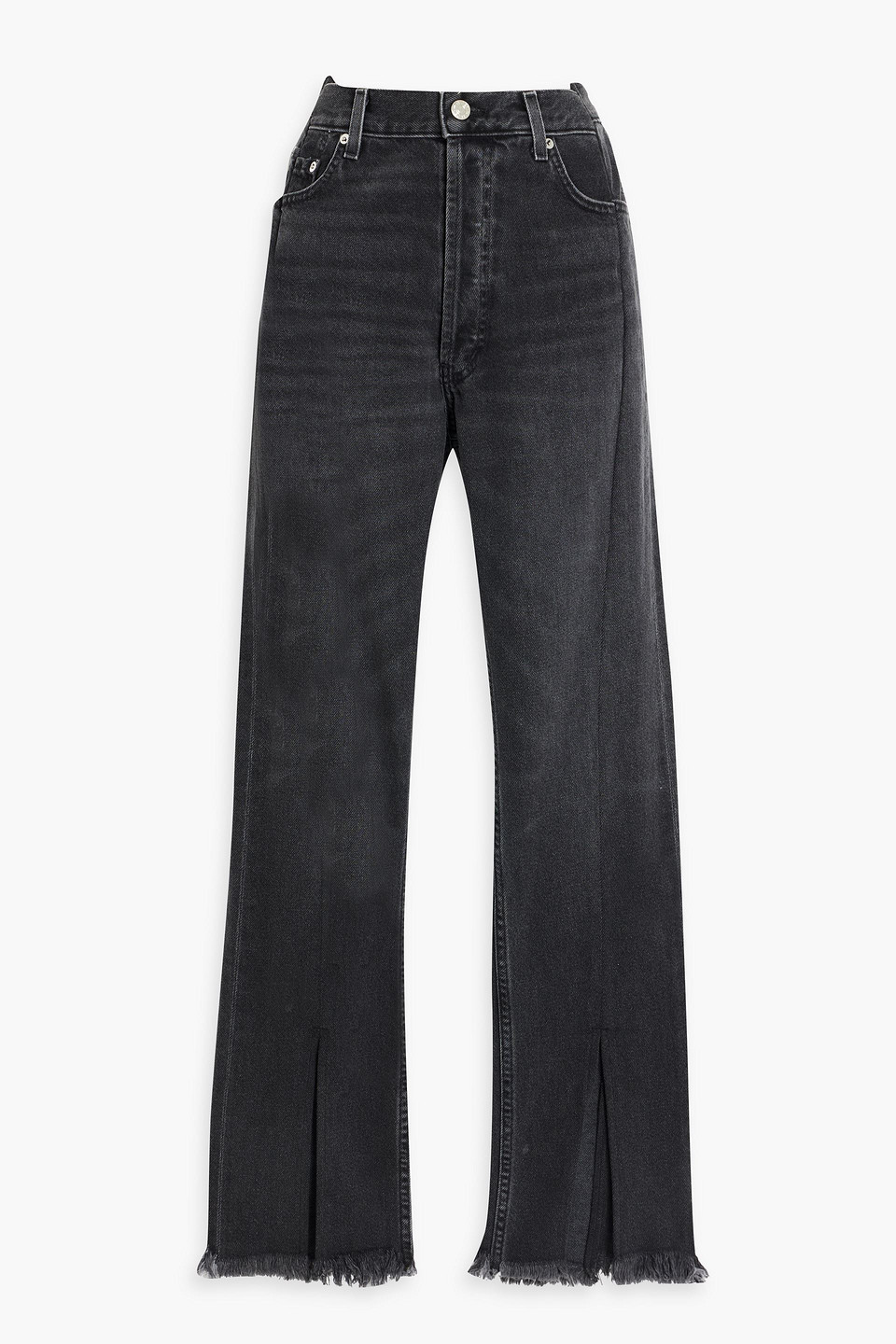 Eb Denim Og Republicas Frayed High-rise Straight-leg Jeans In Charcoal