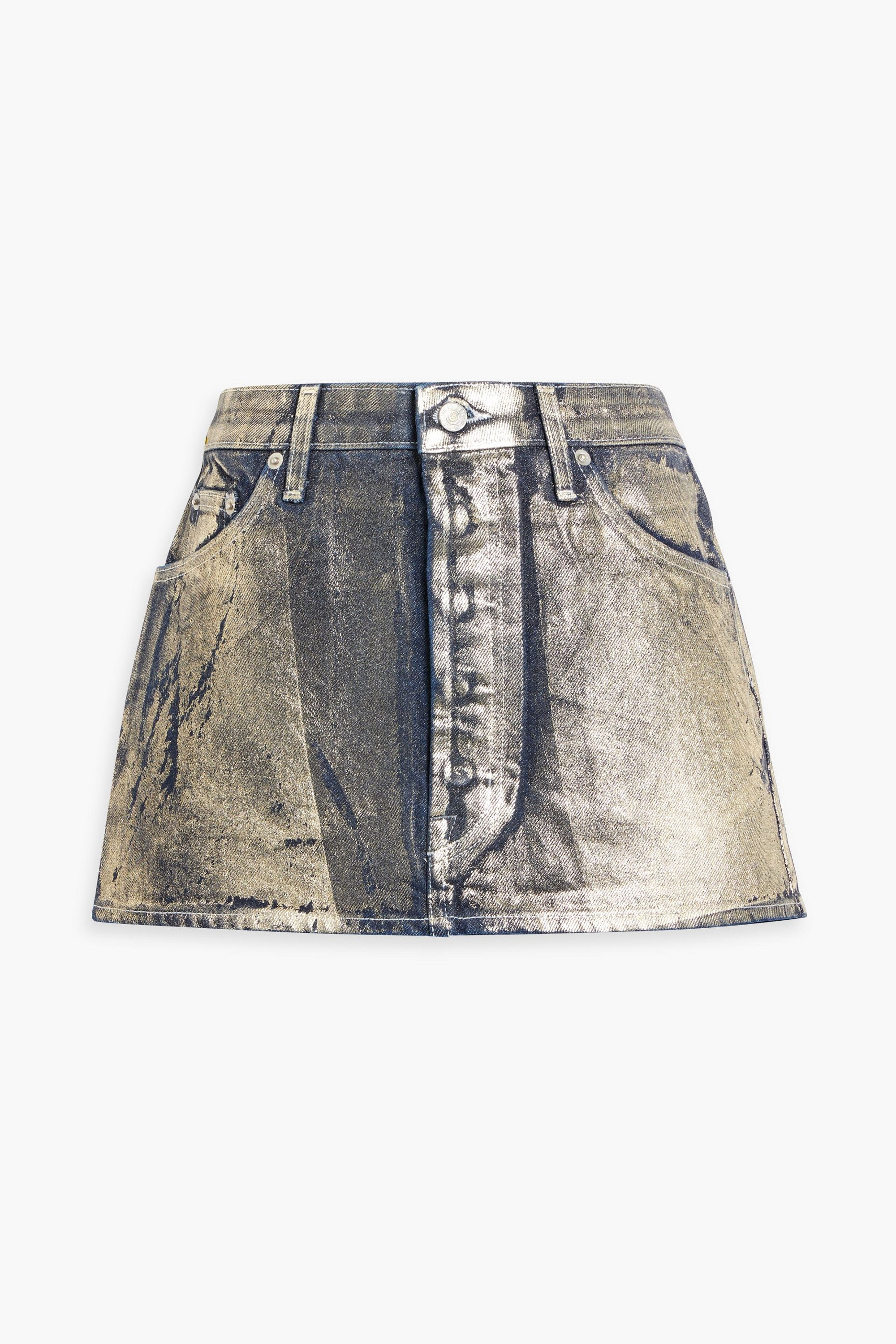 EB Denim Metallic denim mini skirt