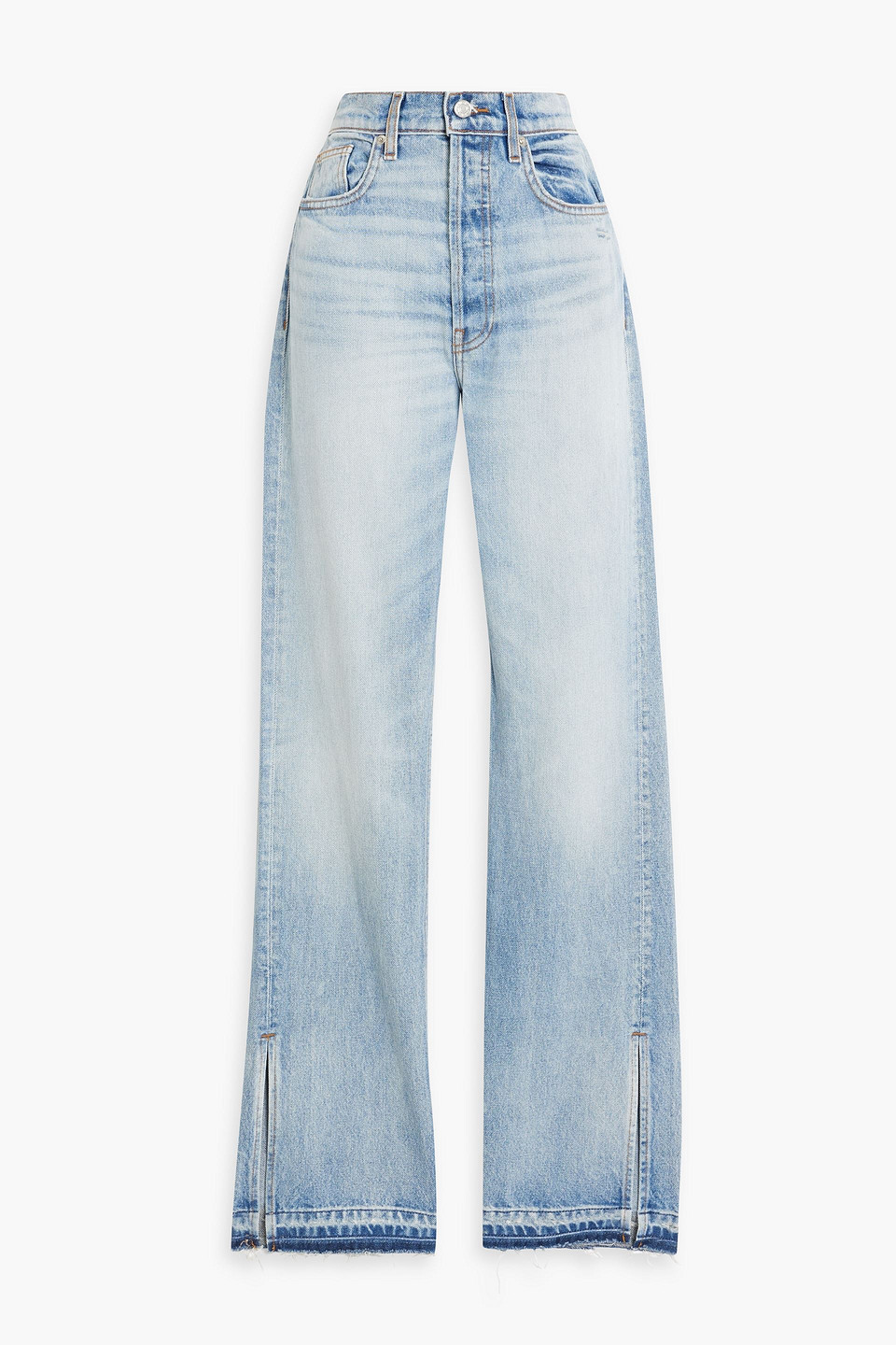 Eb Denim Unraveled Two Newport Frayed High-rise Straight-leg Jeans In Light Denim