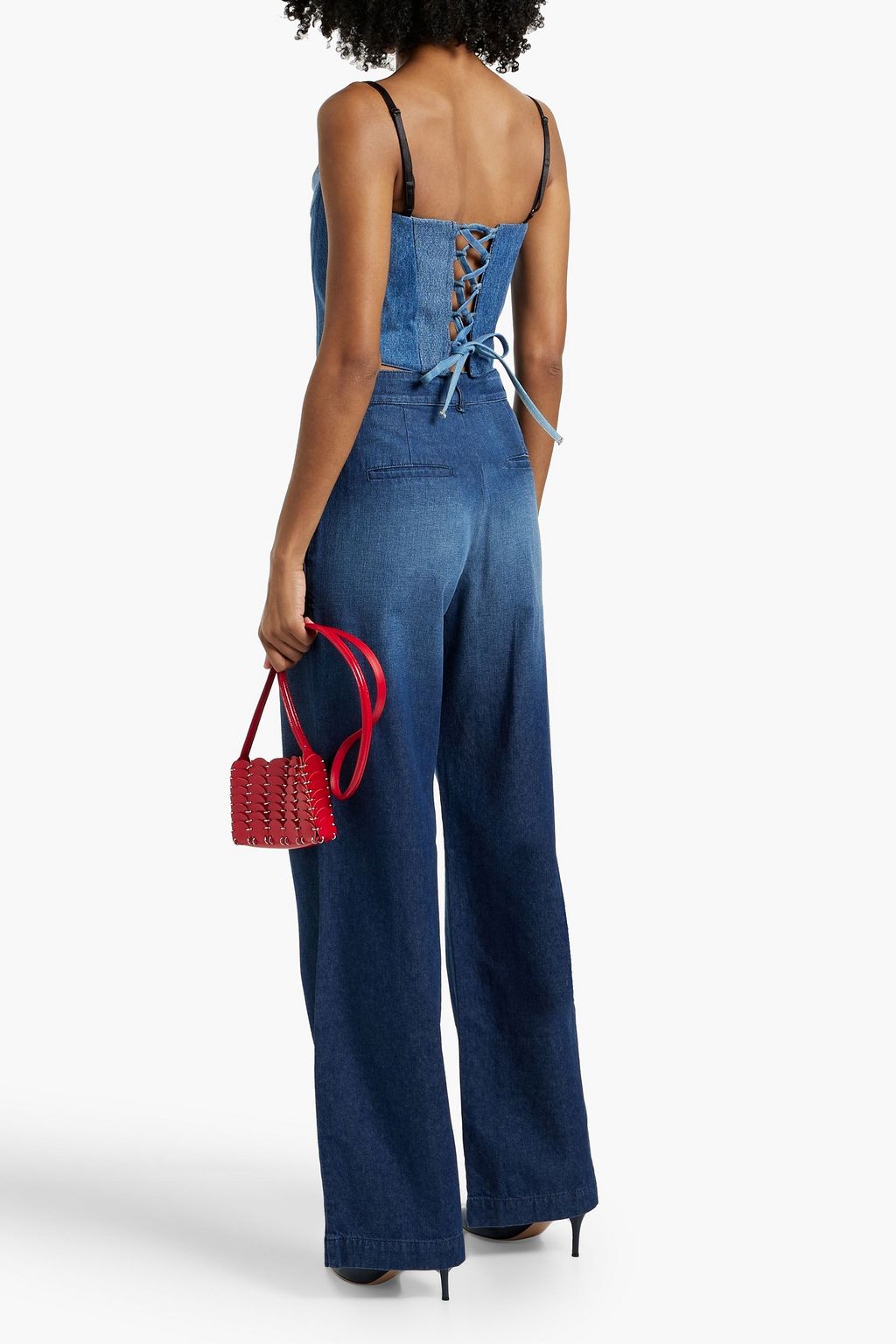EB DENIM Swan pleated high-rise wide-leg jeans