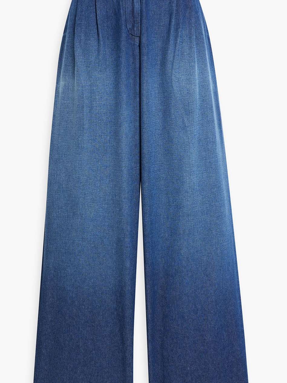 swan pleated high-rise wide-leg jeans