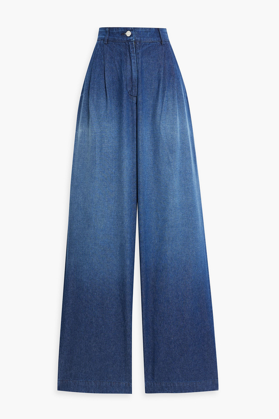 Eb Denim Swan Pleated High-rise Wide-leg Jeans In Dark Denim