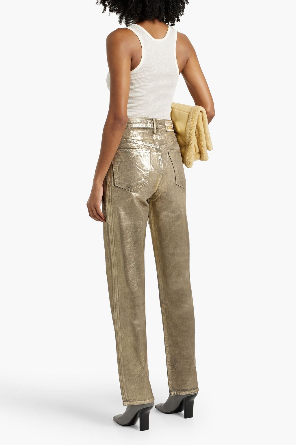EB DENIM Metallic high-rise straight-leg jeans