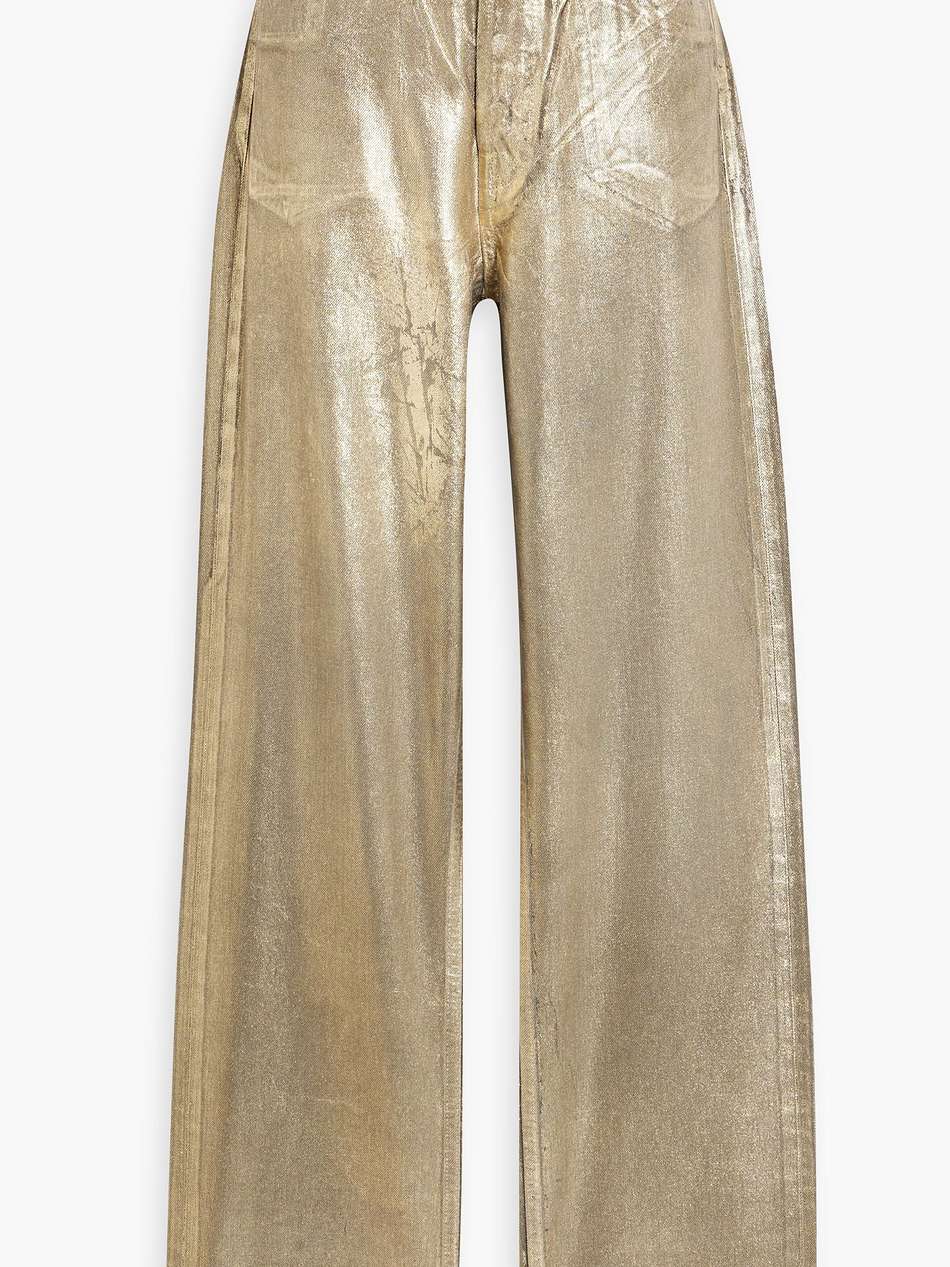 metallic high-rise straight-leg jeans