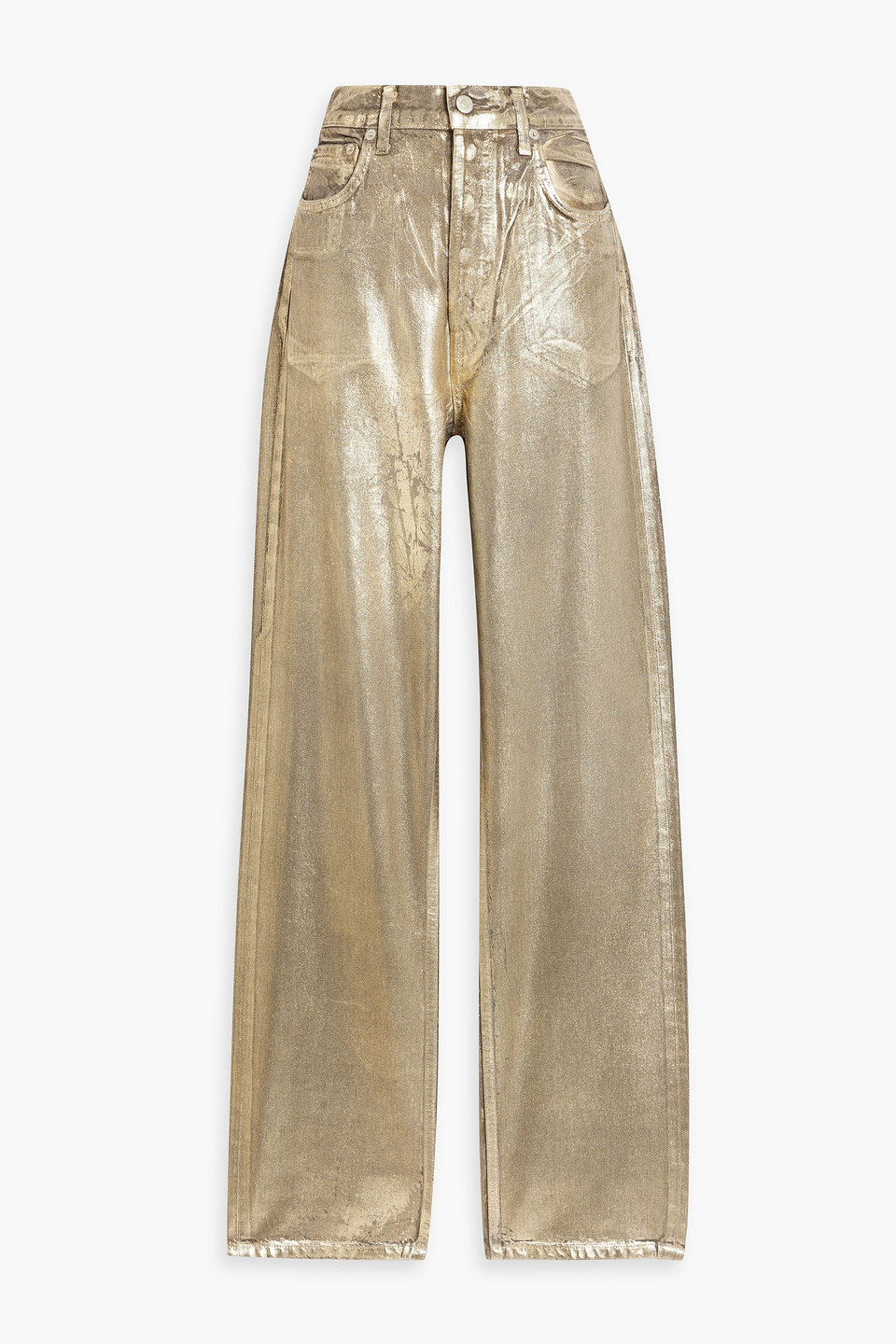 Eb Denim Metallic High-rise Straight-leg Jeans In Gold