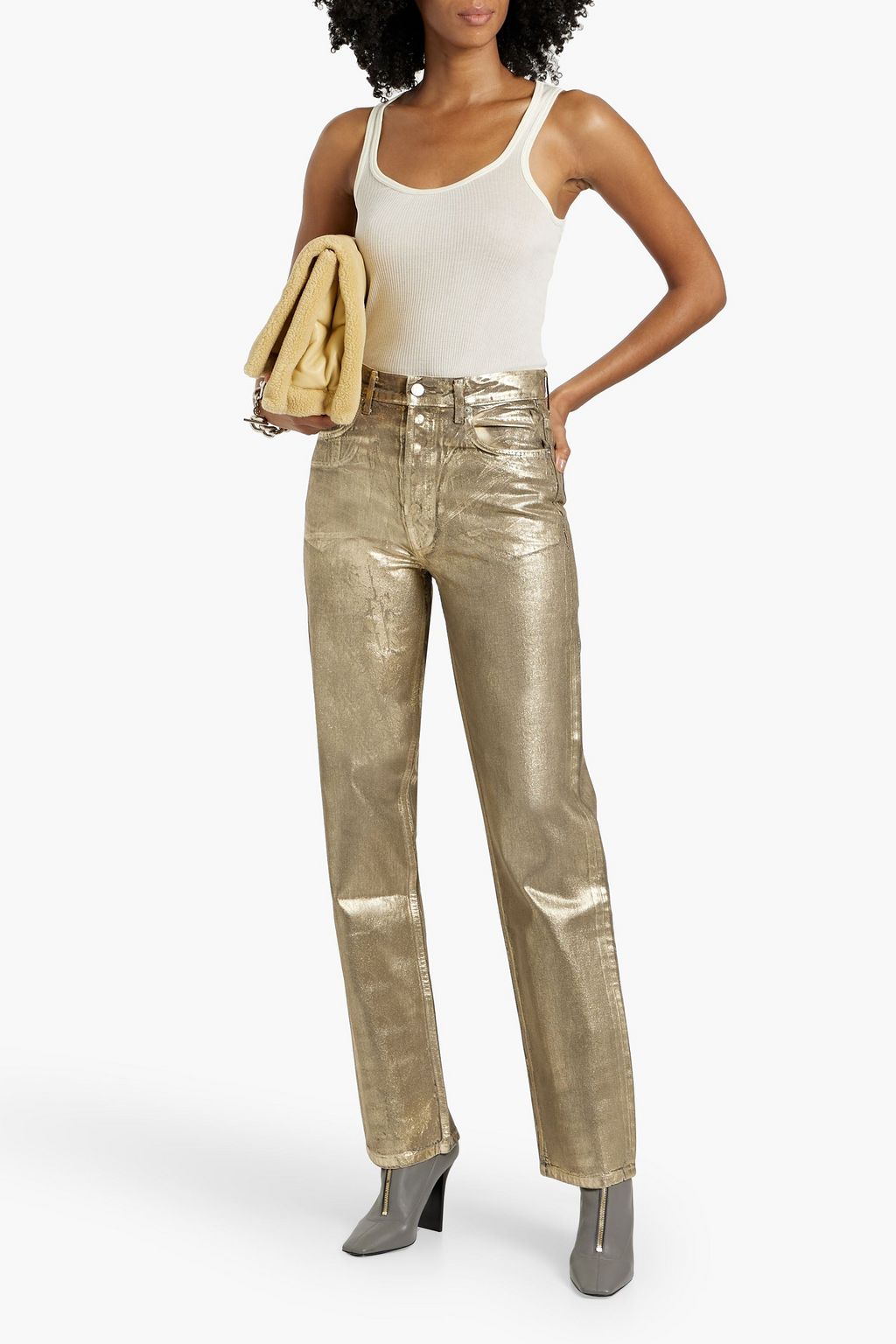 EB DENIM Metallic high-rise straight-leg jeans