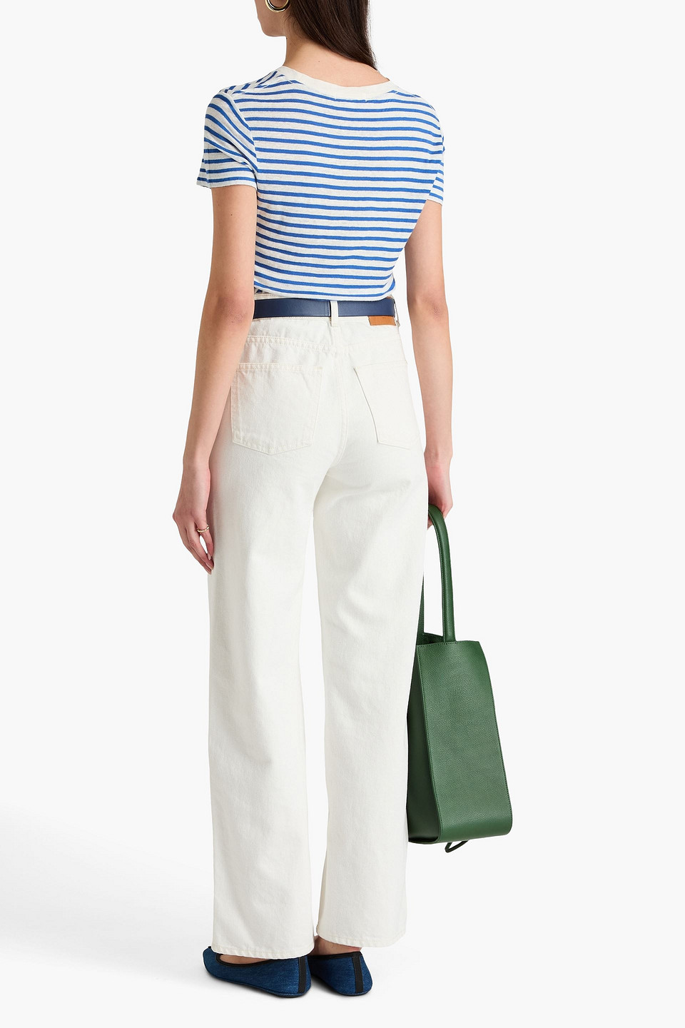 ALEX MILL PROSPECT STRIPED LINEN-BLEND JERSEY T-SHIRT