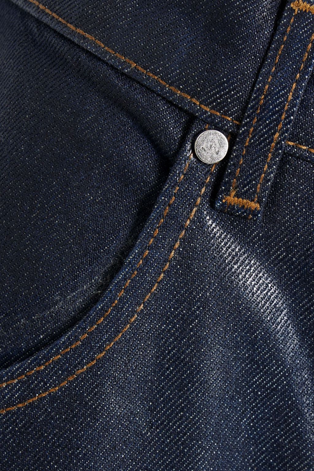 EB DENIM Bowie coated mid-rise wide-leg jeans