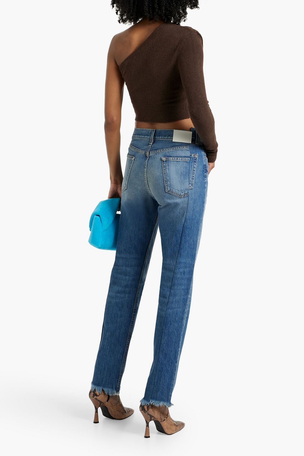 EB DENIM OG Replica frayed high-rise straight-leg jeans