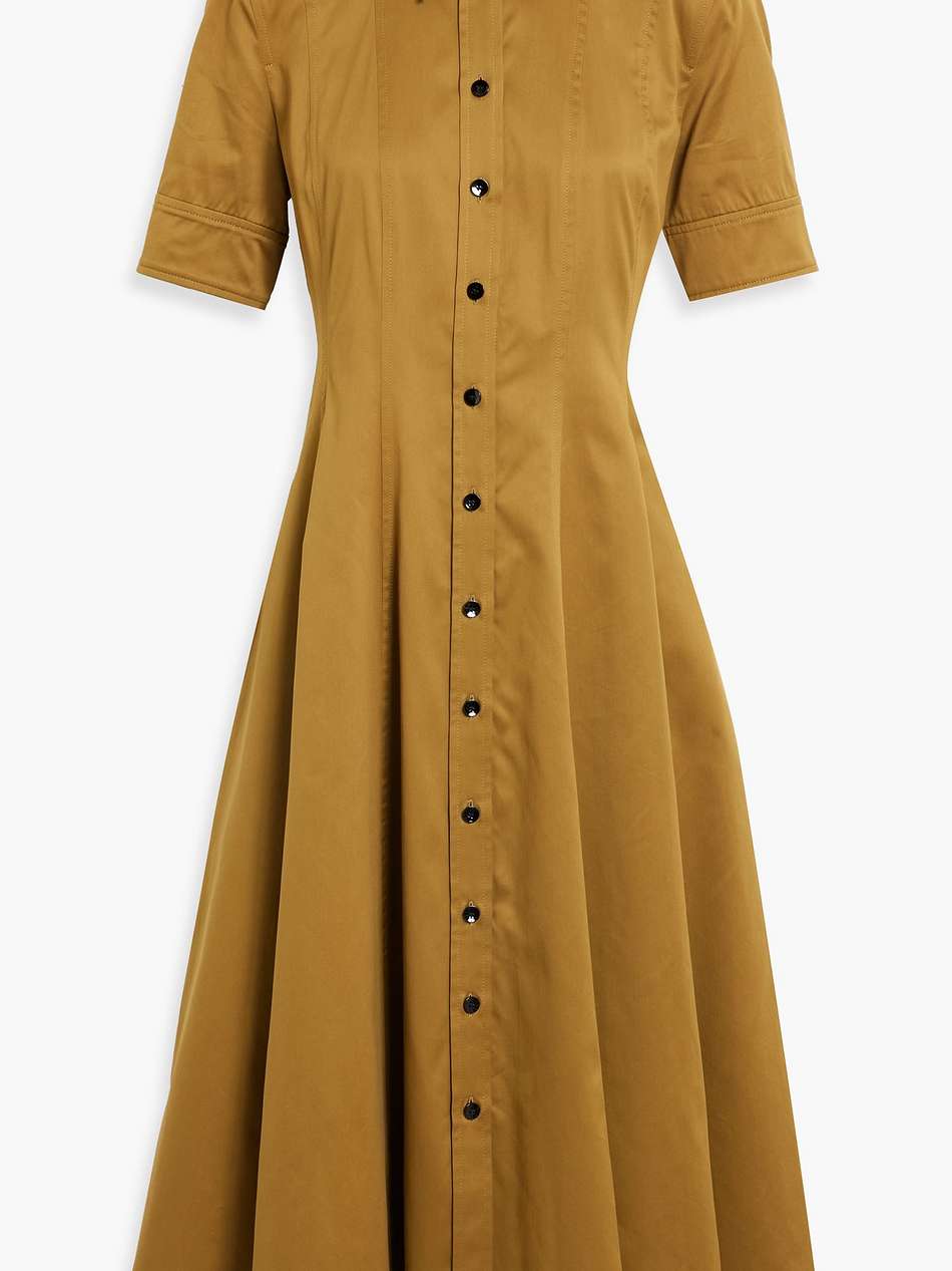 cotton and silk-blend poplin midi shirt dress