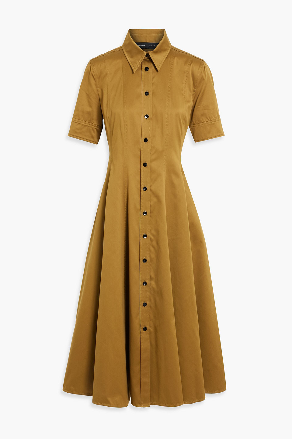 Proenza Schouler Cotton And Silk-blend Poplin Midi Shirt Dress In Army Green