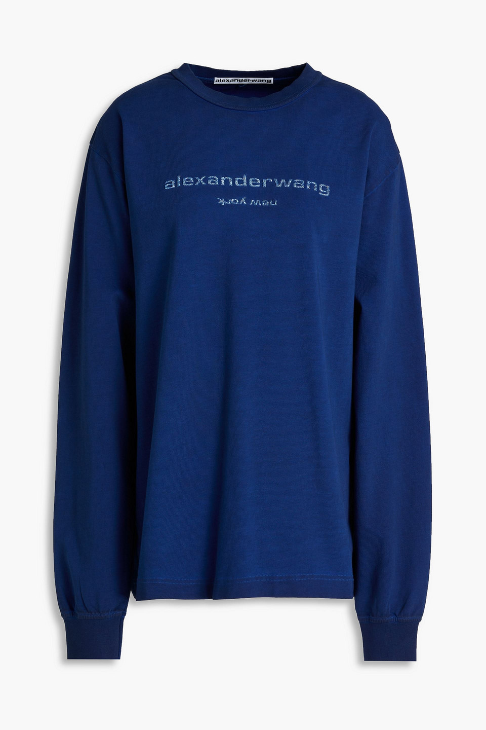 Alexander Wang Oberteil Aus Baumwoll-jersey In Glitzer-optik In Marineblau