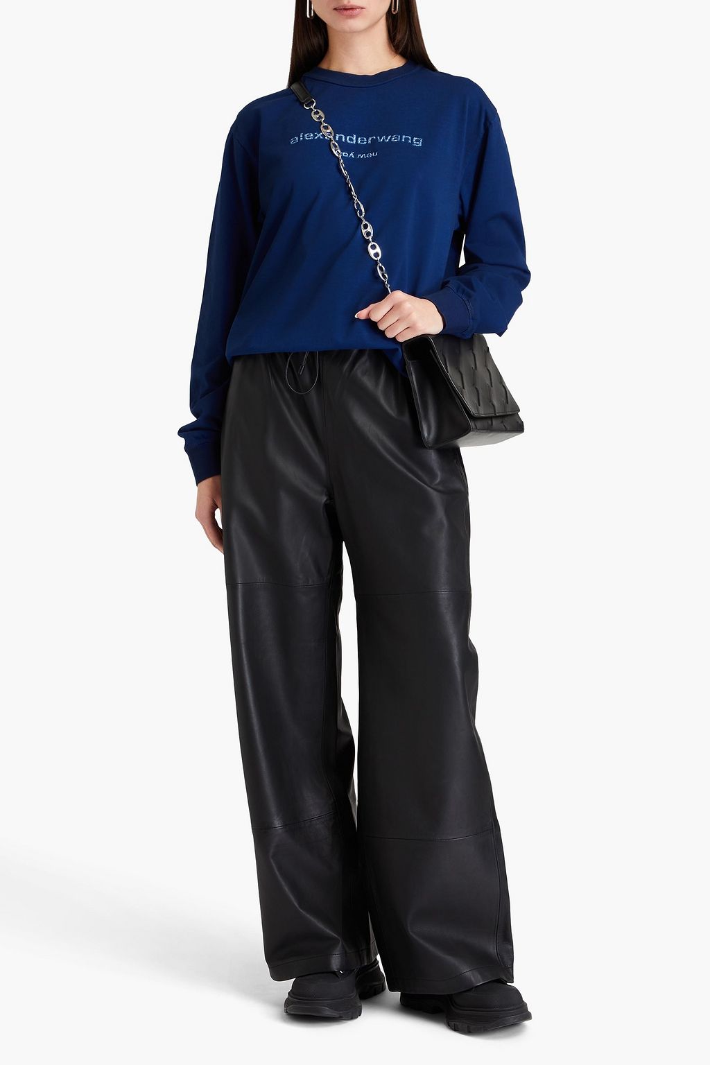 ALEXANDER WANG コットンジャージー トップス グリッター加工