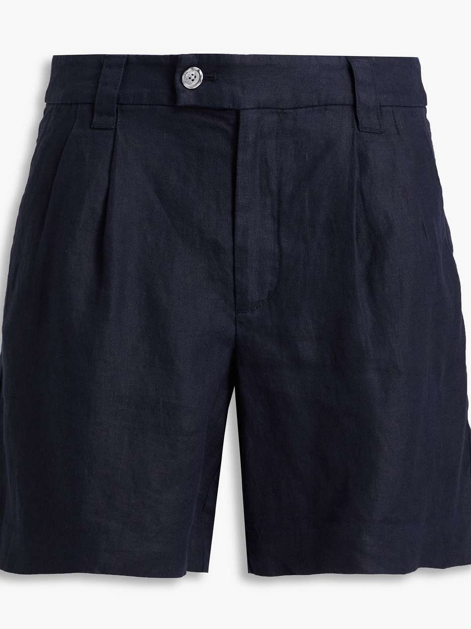 pleated linen-twill shorts