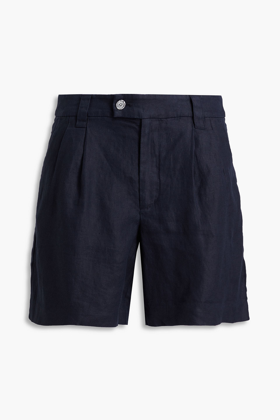 Alex Mill Pleated Linen-twill Shorts In Navy