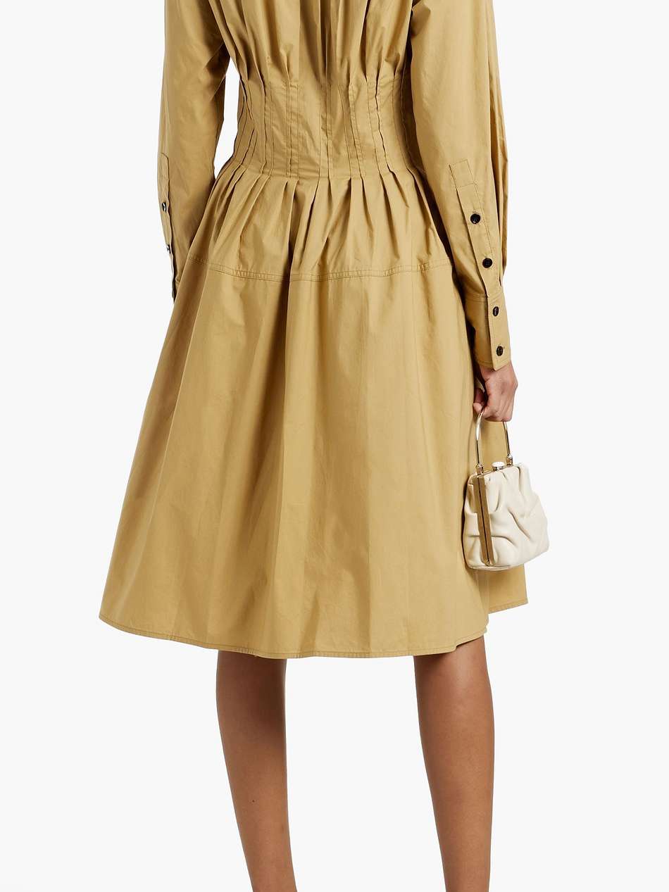 pintucked cotton-poplin dress