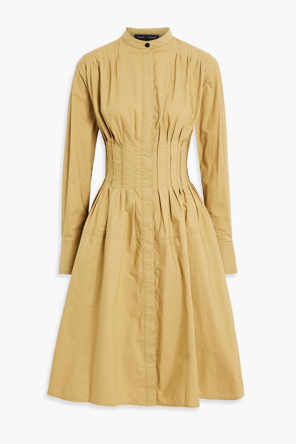 Proenza Schouler Pintucked Cotton-poplin Dress In Mustard