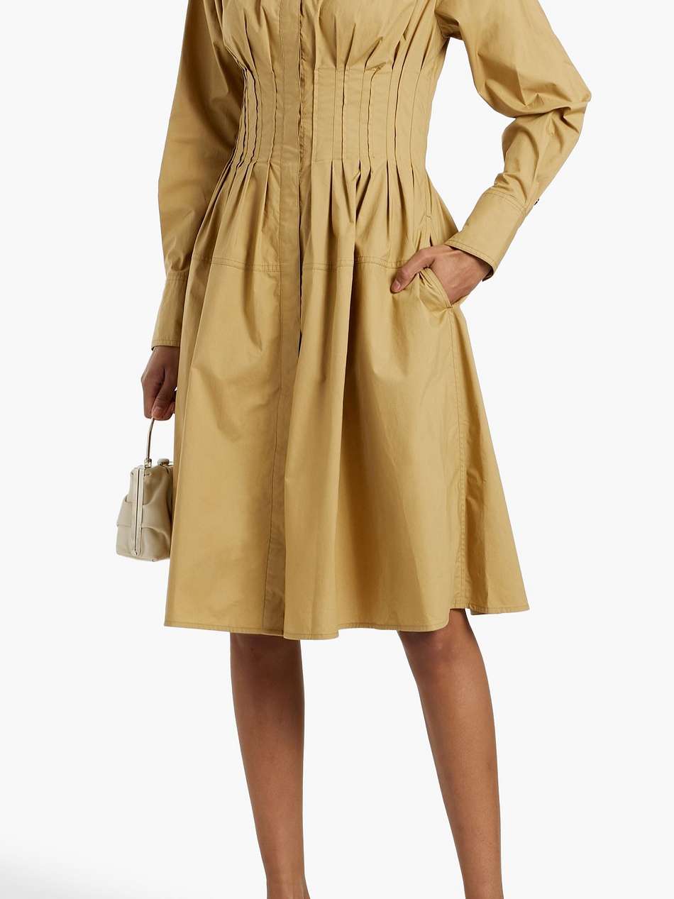 pintucked cotton-poplin dress