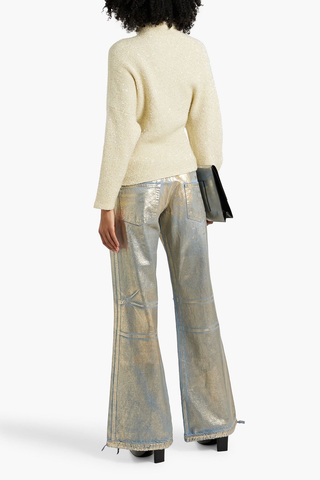 PROENZA SCHOULER Sequined tinsel and knitted turtleneck sweater