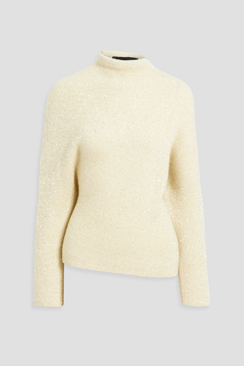 Proenza Schouler Sequined Tinsel And Knitted Turtleneck Sweater In Cream
