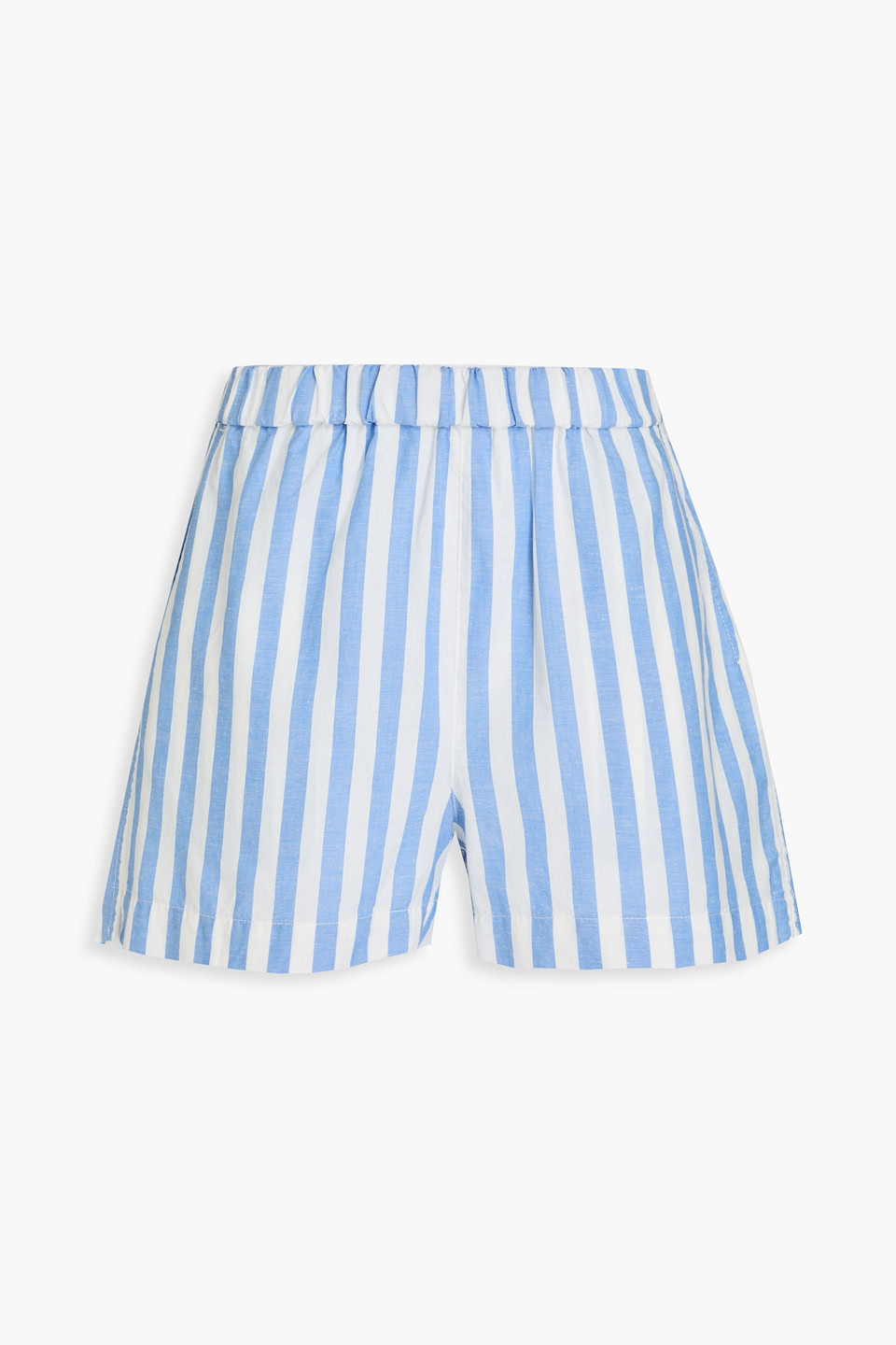 Alex Mill Striped Cotton And Linen-blend Shorts In Light Blue