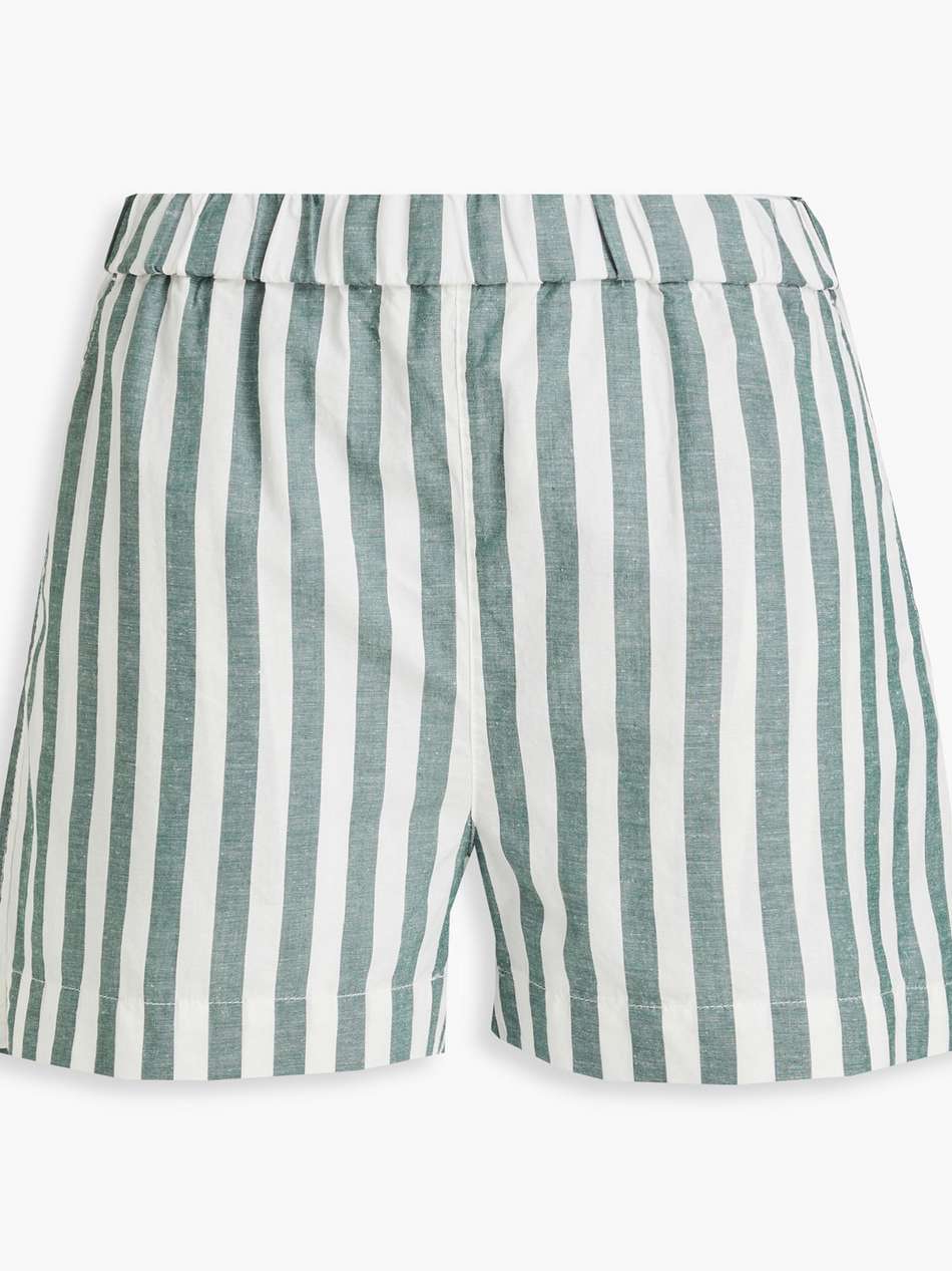 striped cotton and linen-blend shorts