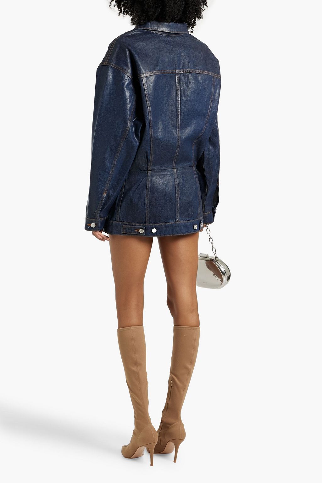 EB DENIM Webster coated denim mini shirt dress