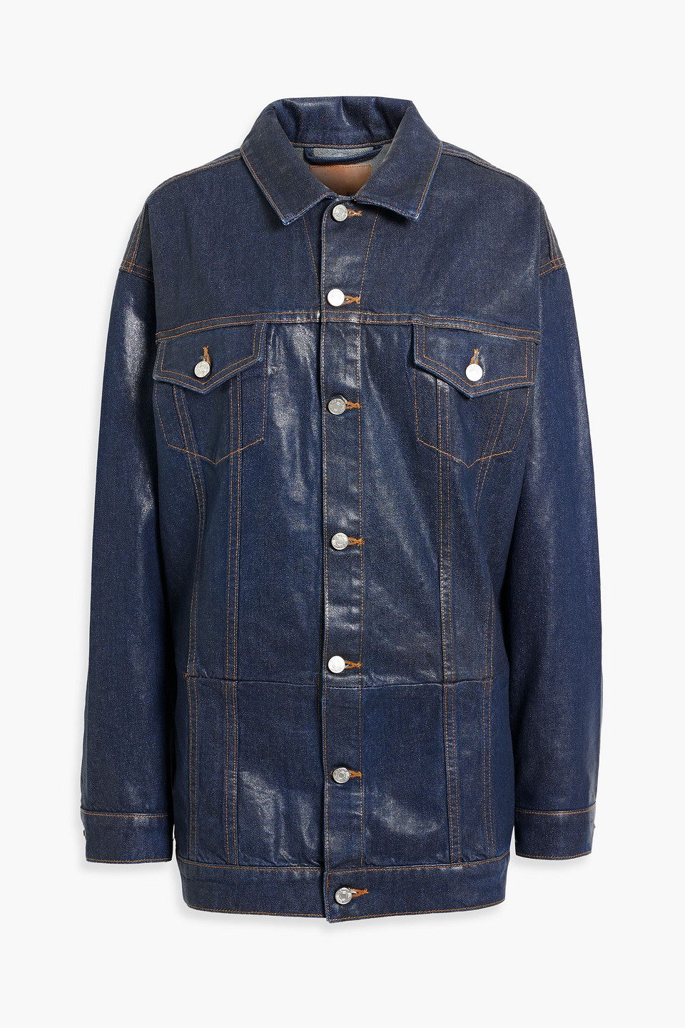 Webster coated denim mini shirt dress