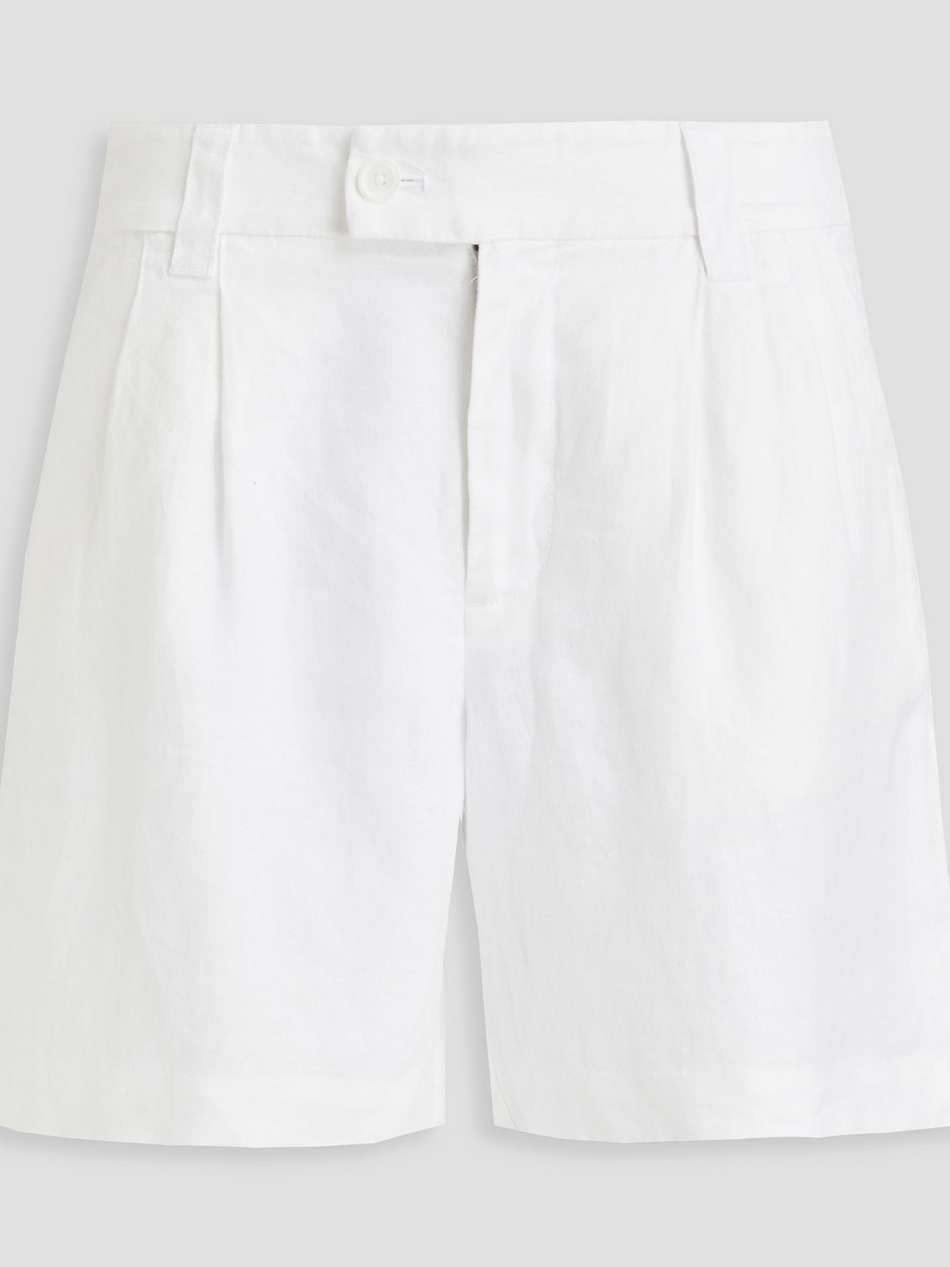 pleated linen-twill shorts