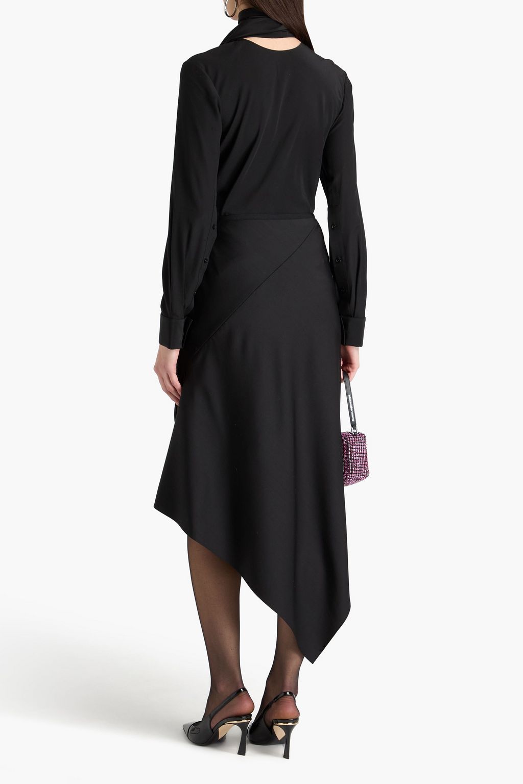 HELMUT LANG Asymmetric wool midi skirt