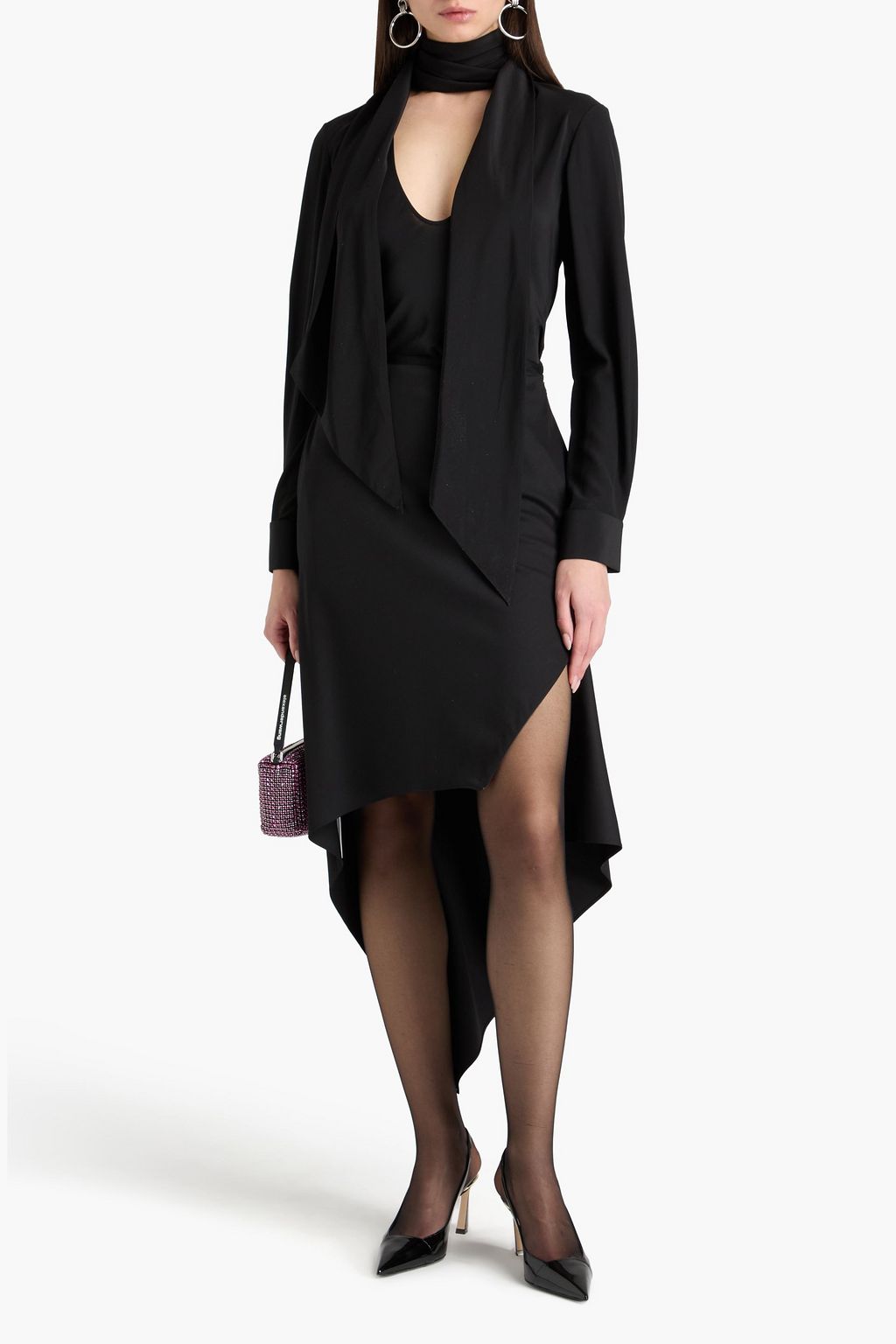 HELMUT LANG Asymmetric wool midi skirt
