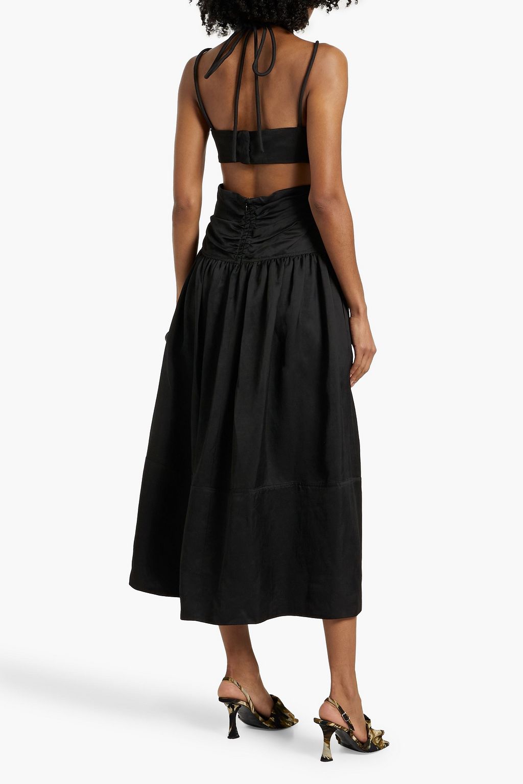 PROENZA SCHOULER Cutout ruched woven halterneck midi dress