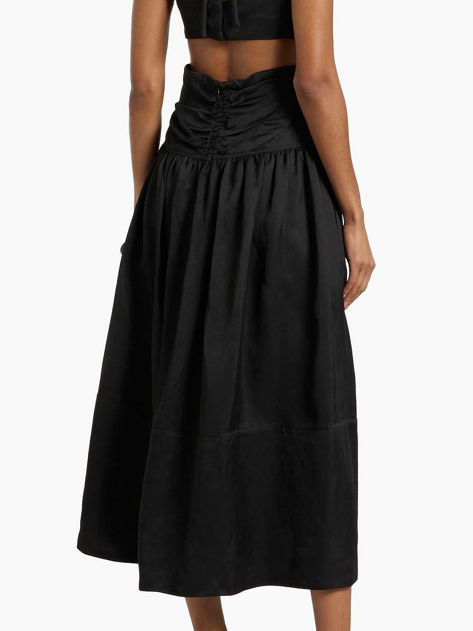 cutout ruched woven halterneck midi dress