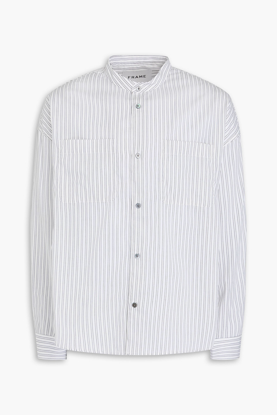 Frame Striped Cotton-poplin Shirt In Light Gray