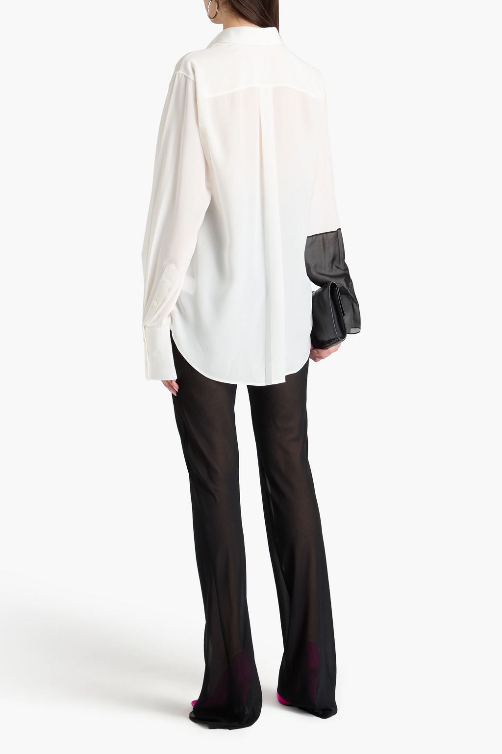HELMUT LANG 투톤 실크 크레이프 드 신 셔츠