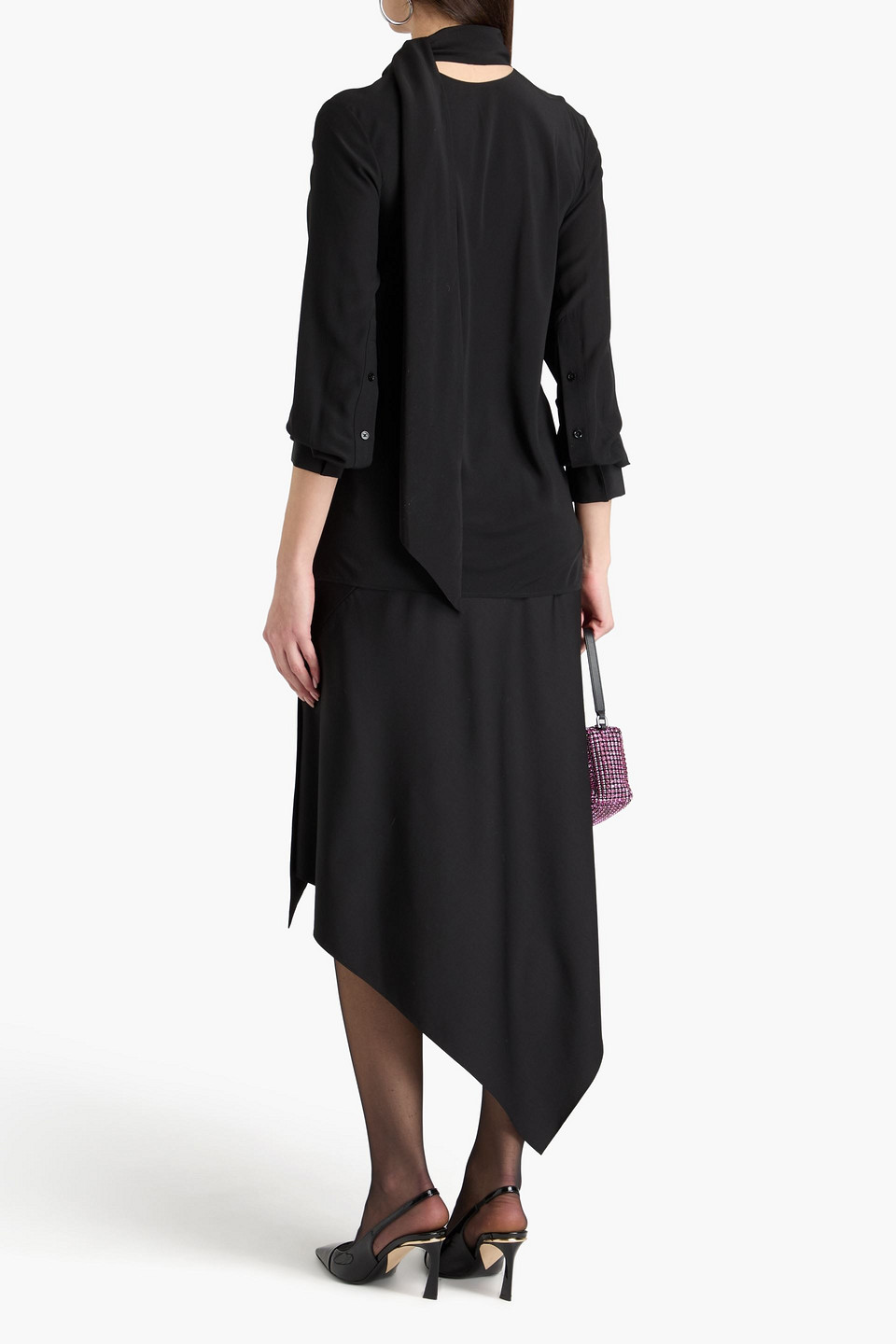  Helmut Lang - Silk-crepe Blouse - Black - Xs 
