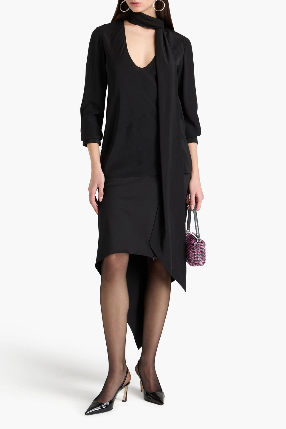  Helmut Lang - Silk-crepe Blouse - Black - Xs 