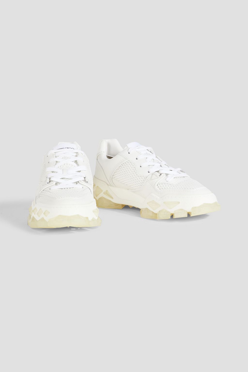 JIMMY CHOO Diamond X leather and mesh sneakers