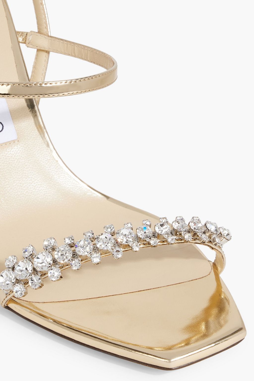 JIMMY CHOO Meira 85 crystal-embellished mirrored-leather slingback sandals